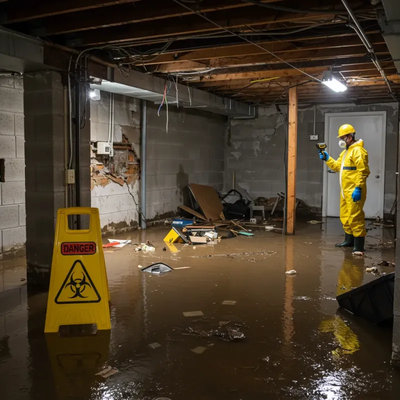 Flooded Basement Electrical Hazard in Webb City, MO Property